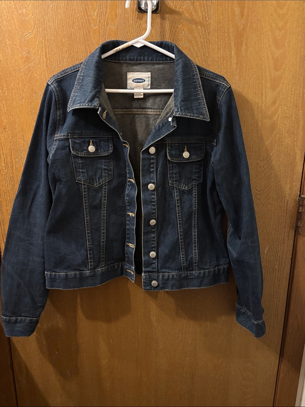 Old Navy Women's Vintage Deep Blue Denim Jean Jacket-SZ L- 21x22x25